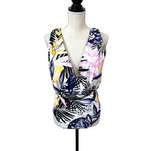 SwimRX One Piece Swimsuit Size 2X Tropical Print Plunge Beach Vacation Resort